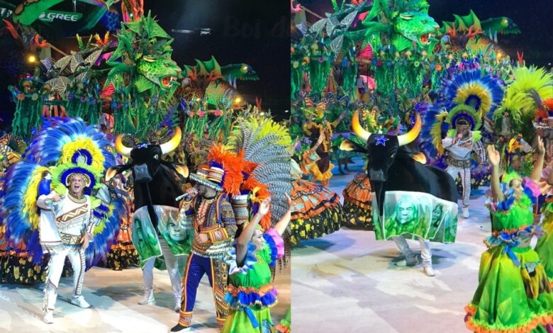 Caprichoso exalta povos da floresta e leva galera ao delírio na última noite de apresentações em Parintins