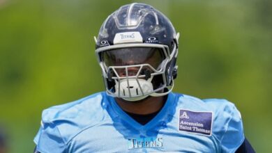 JC Latham ‘ecstatic’ about position change with Tennessee Titans