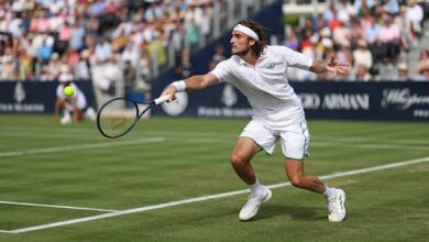 Stefanos Tsitsipas, out with back problems. Photo: gtetym.