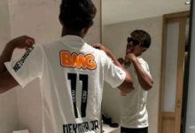 Lamine Yamal, do Barcelona, veste camisa do Santos e agita redes sociais