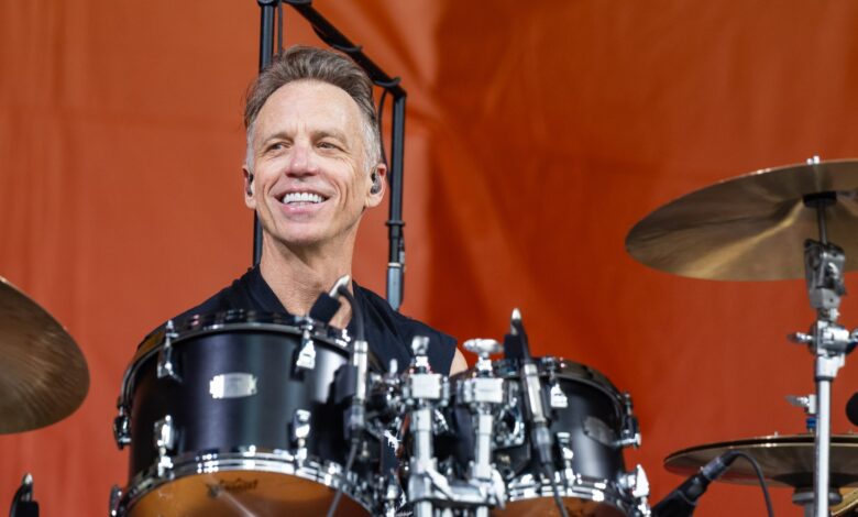 Matt Cameron of Pearl Jam performs live on stage during the New Orleans Jazz &amp; Heritage Festival at Fair Grounds Race Course on May 03, 2025