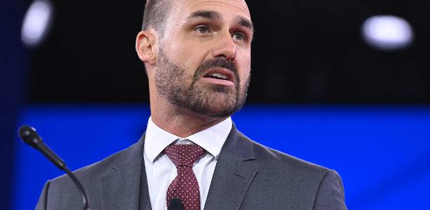 Eduardo Bolsonaro durante conferência conservadora nos Estados Unidos