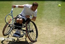 Alfie Hewett in action at Wimbledon
